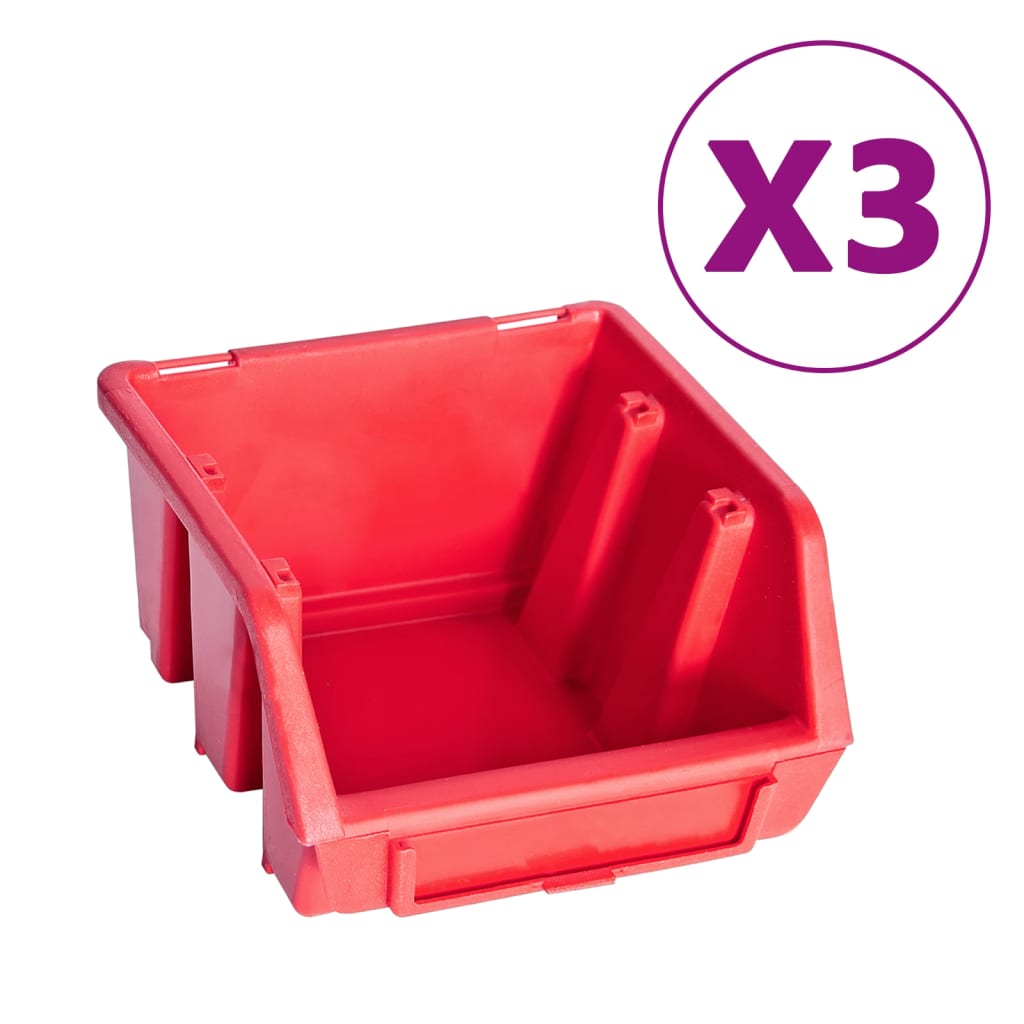 34-Tlg. Behälter-Set Für Kleinteile Mit Wandplatten Rot Schwarz
