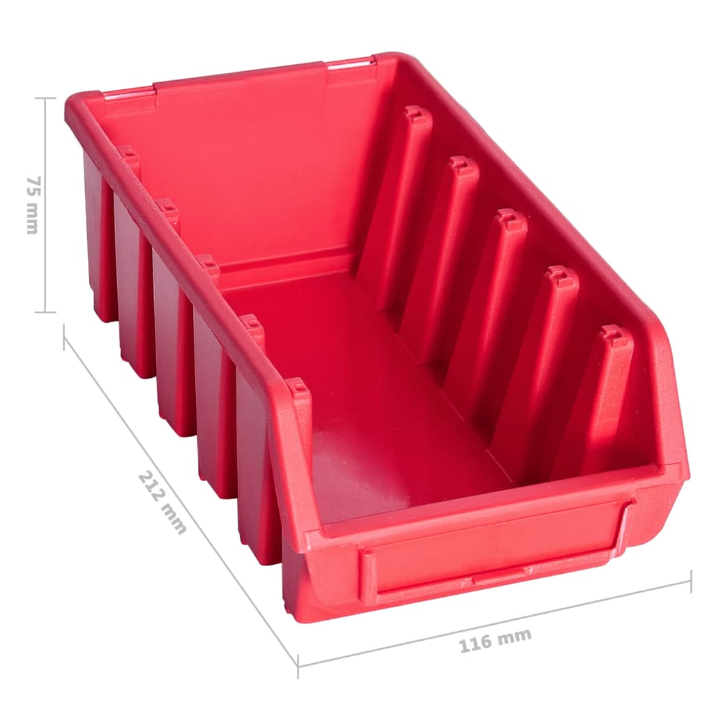 34-Tlg. Behälter-Set Für Kleinteile Mit Wandplatten Rot Schwarz