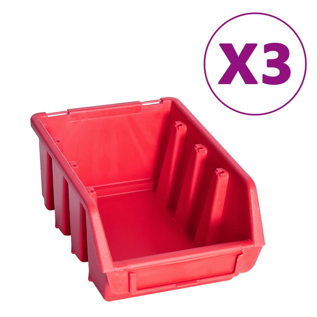 34-Tlg. Behälter-Set Für Kleinteile Mit Wandplatten Rot Schwarz
