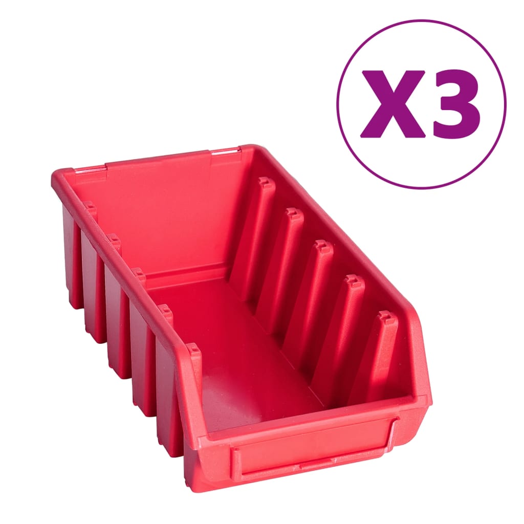 34-Tlg. Behälter-Set Für Kleinteile Mit Wandplatten Rot Schwarz
