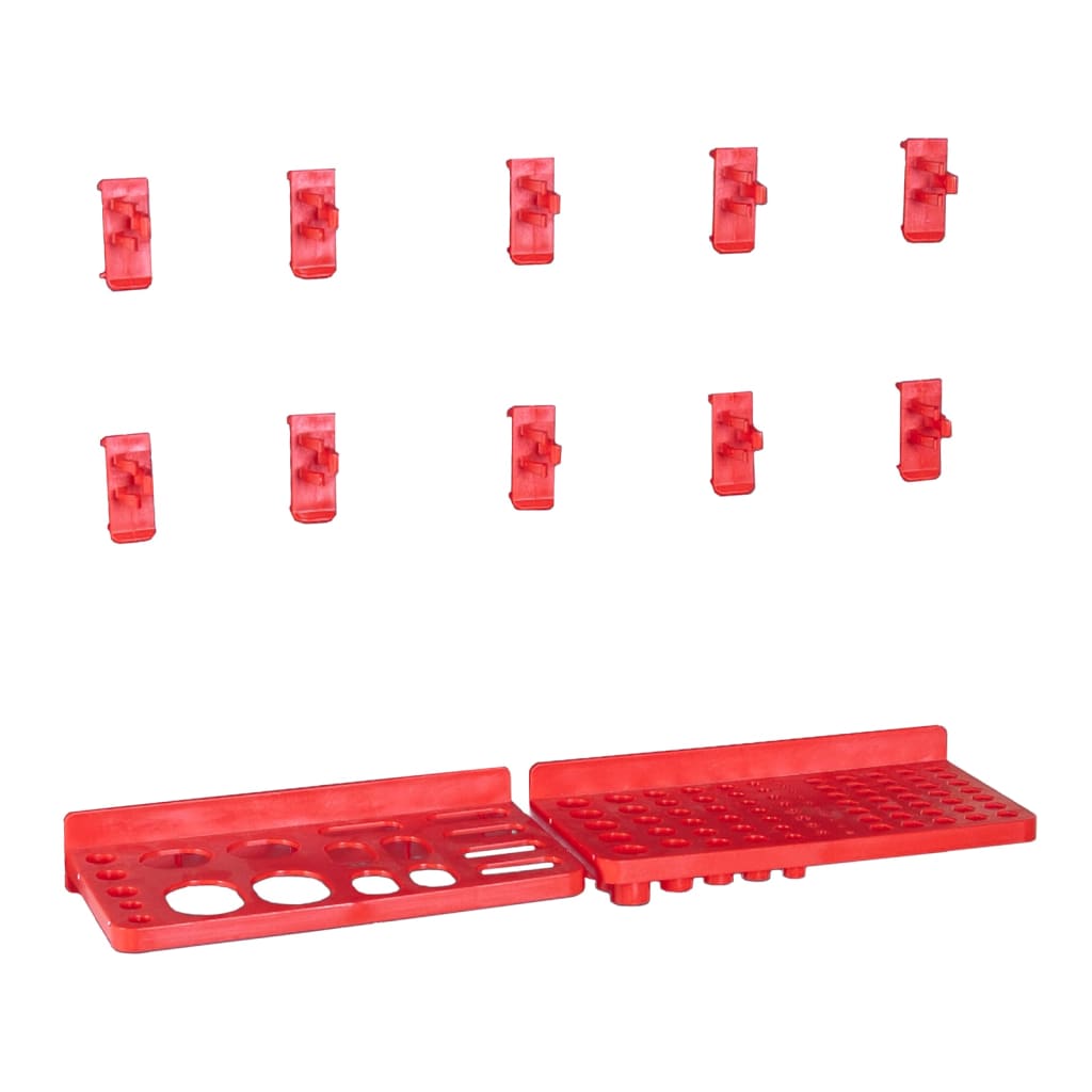 34-Tlg. Behälter-Set Für Kleinteile Mit Wandplatten Rot Schwarz