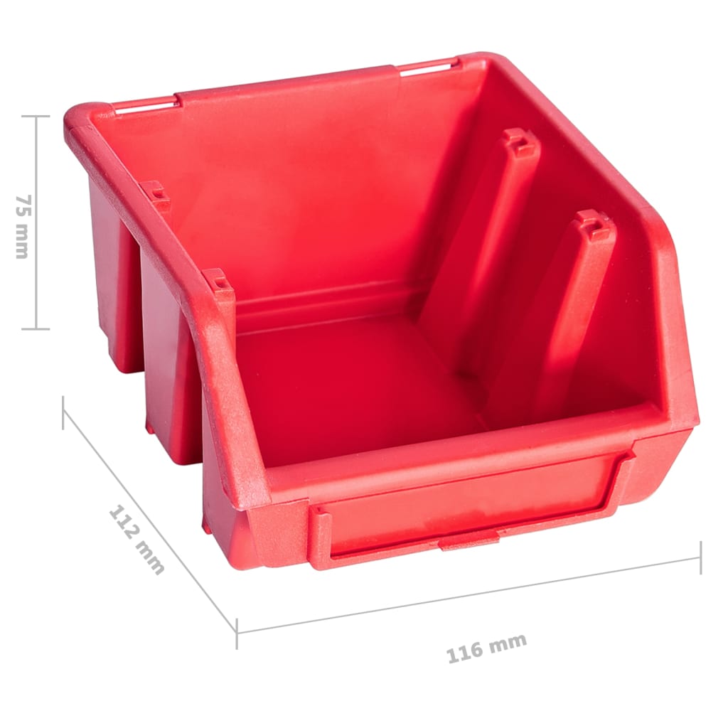 34-Tlg. Behälter-Set Für Kleinteile Mit Wandplatten Rot Schwarz