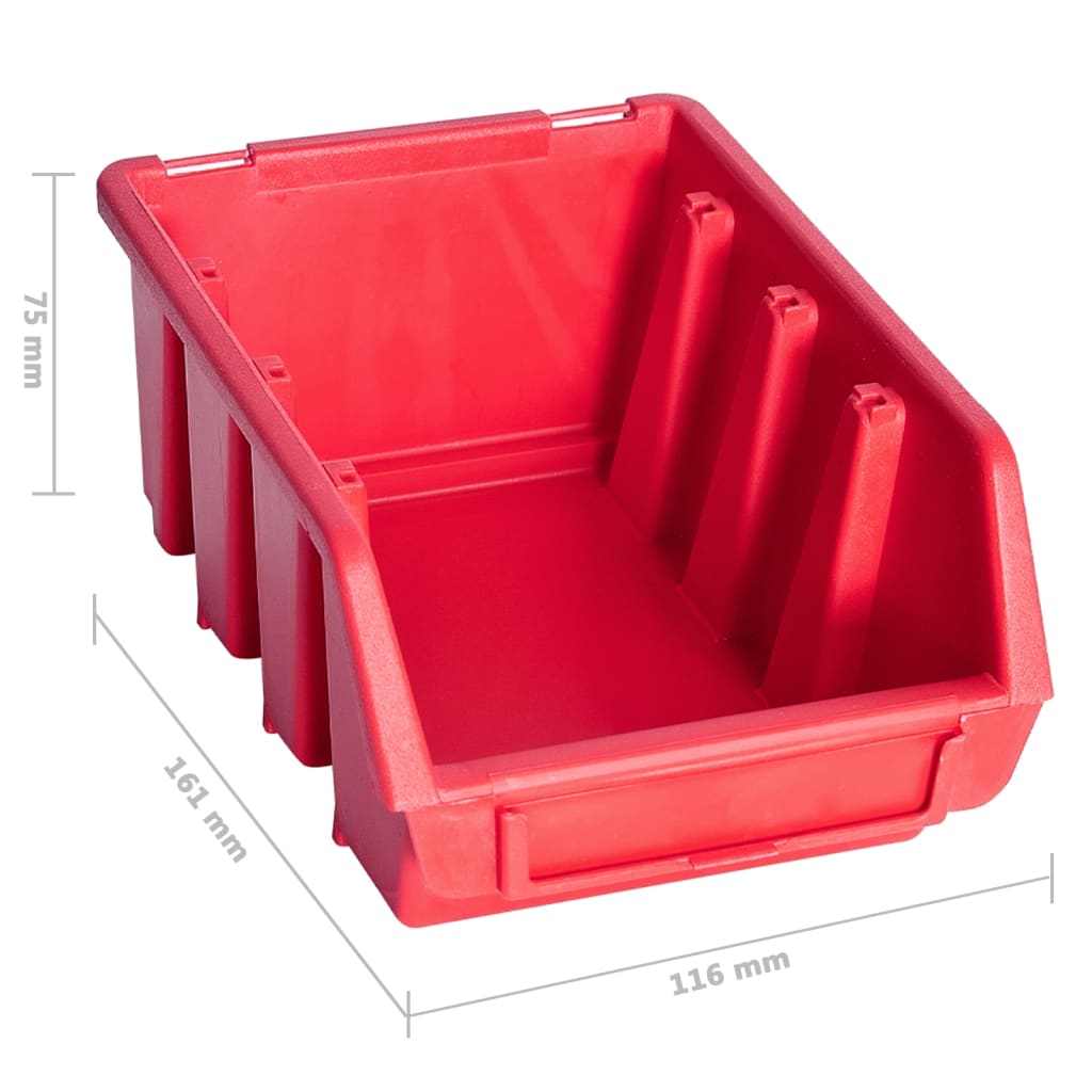 34-Tlg. Behälter-Set Für Kleinteile Mit Wandplatten Rot Schwarz