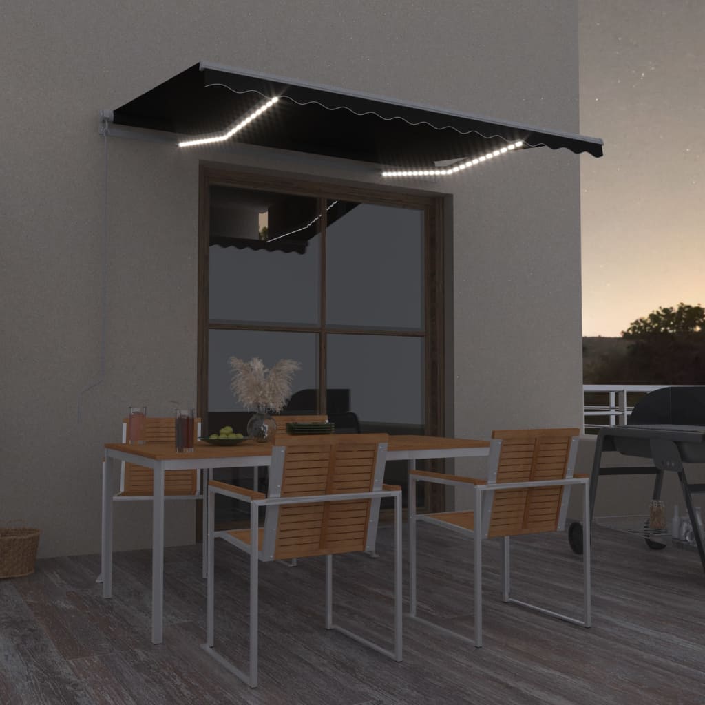 Markise Manuell Einziehbar Mit Led Anthrazit