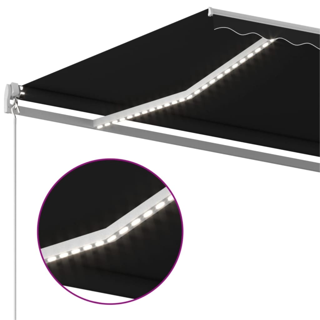 Markise Manuell Einziehbar Mit Led Anthrazit