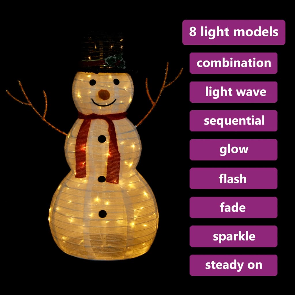 Led-Schneemann Weihnachtsfigur Luxus-Stoff