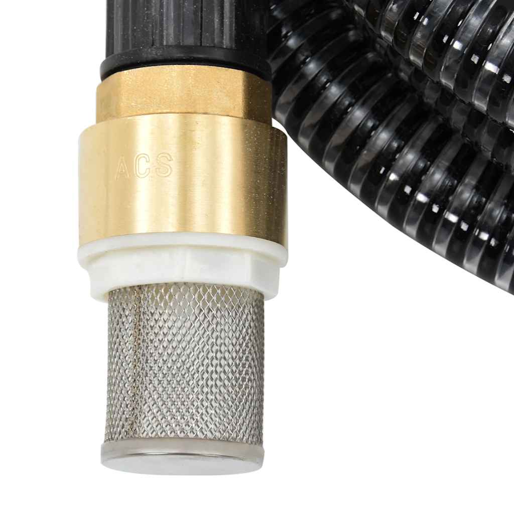 Saugschlauch Mit Messing-Anschlüssen 1,1" Pvc Schwarz