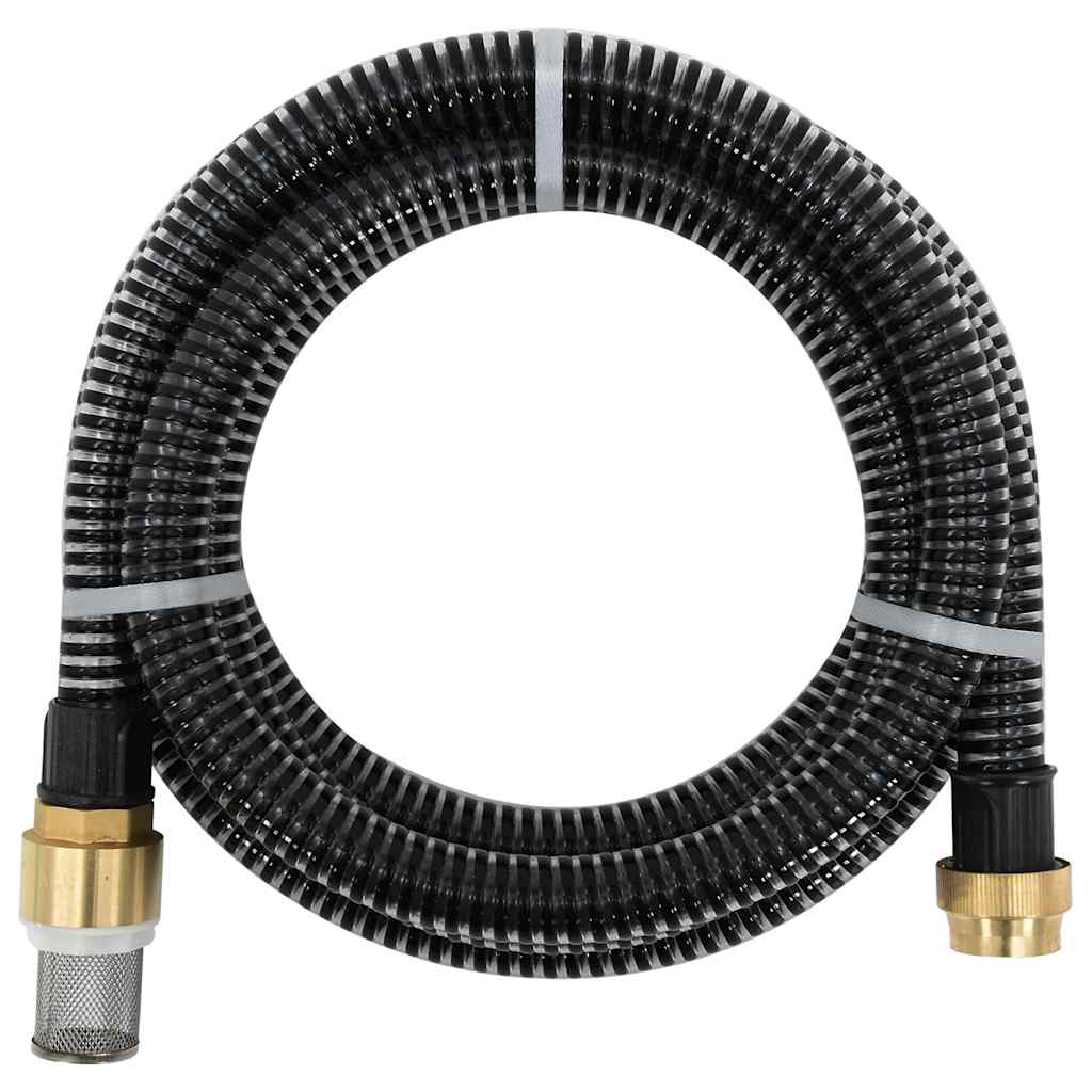 Saugschlauch Mit Messing-Anschlüssen 1,1" Pvc Schwarz