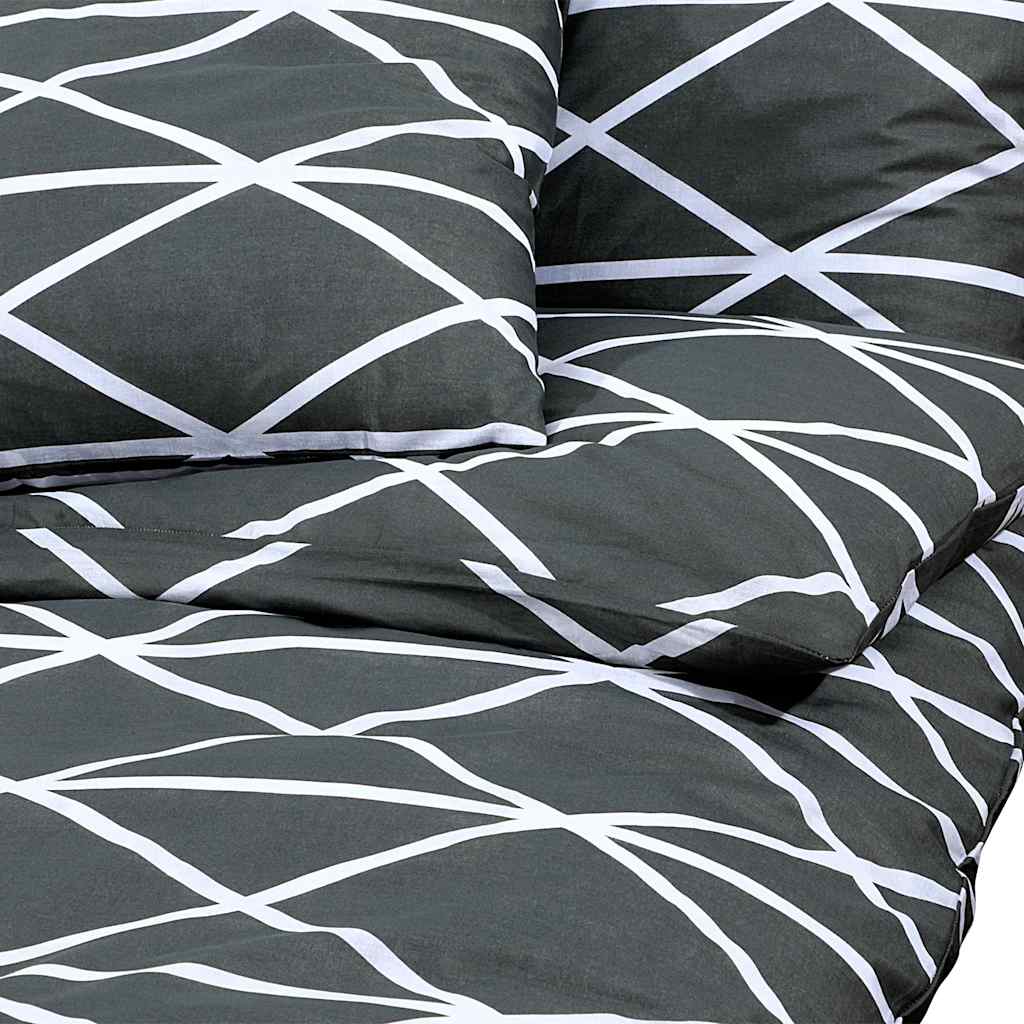 Bettwäsche-Set Grau 140X200 Cm Baumwolle Dunkelgrau Und Weiß