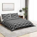 Bettwäsche-Set Grau 140X200 Cm Baumwolle Dunkelgrau Und Weiß
