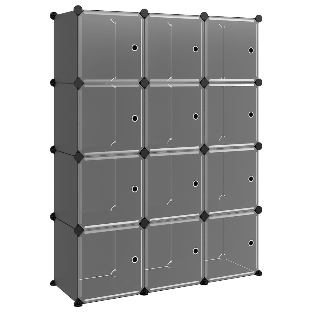 Regalsystem Mit 12 Würfeln Und Türen Schwarz Pp Schwarz Und Transparent