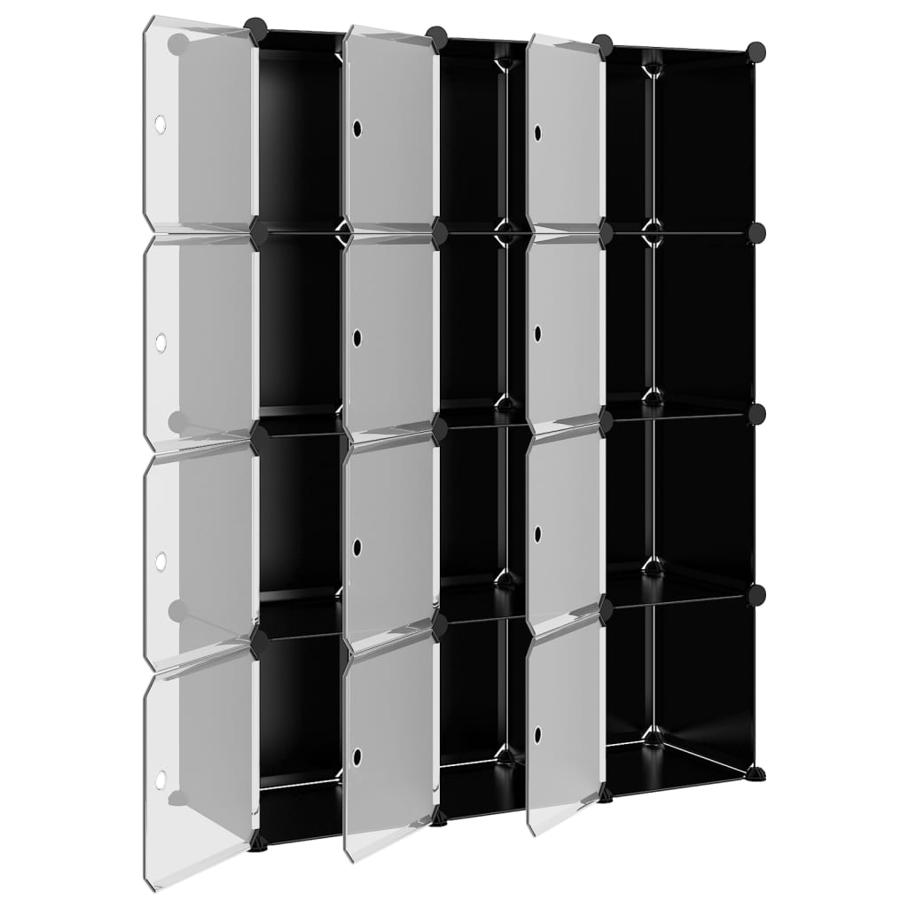 Regalsystem Mit 12 Würfeln Und Türen Schwarz Pp Schwarz Und Transparent