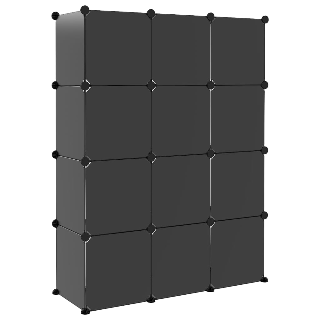 Regalsystem Mit 12 Würfeln Und Türen Schwarz Pp Schwarz Und Transparent