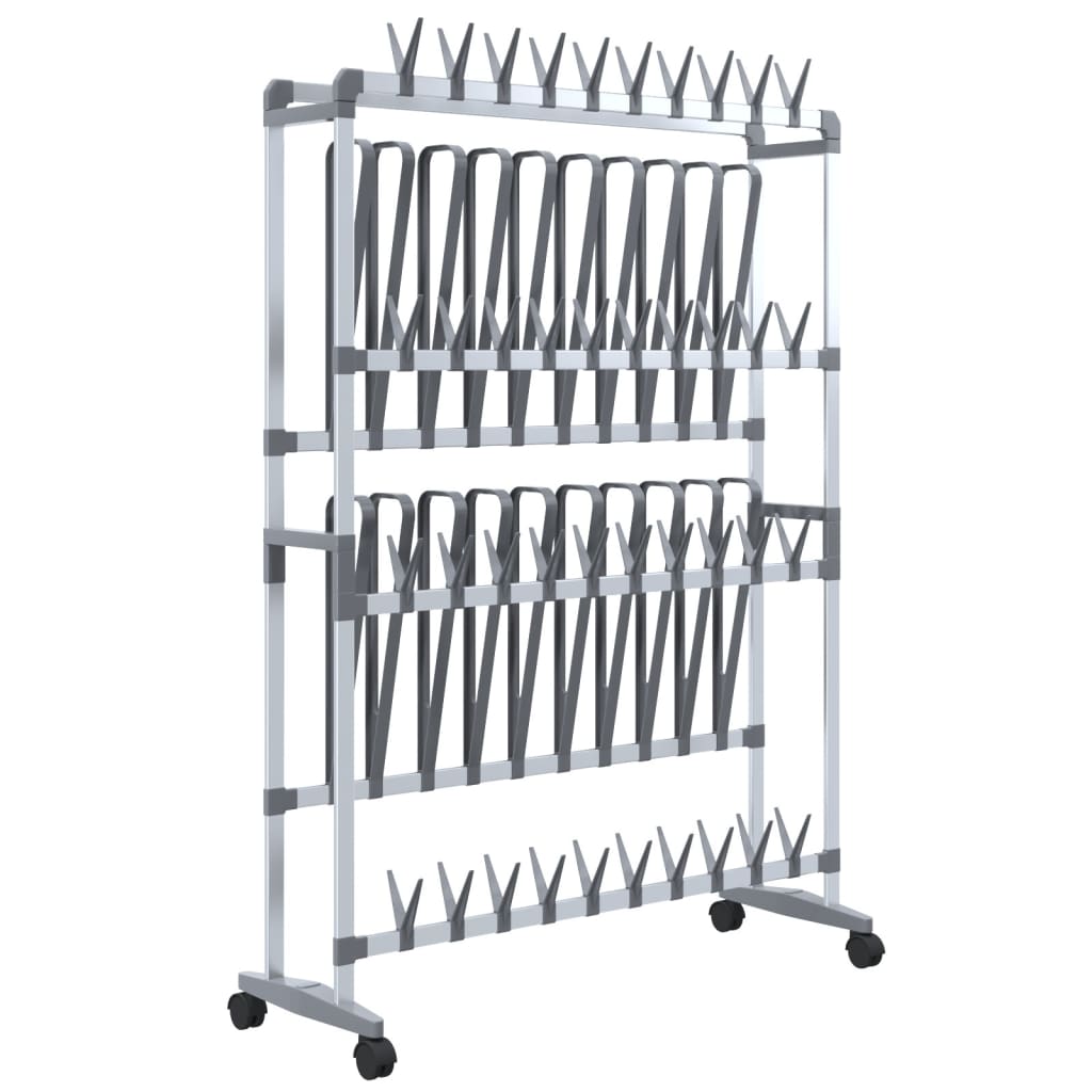 Schuhregal Mit Rollen Silbern 89X27X120 Cm
