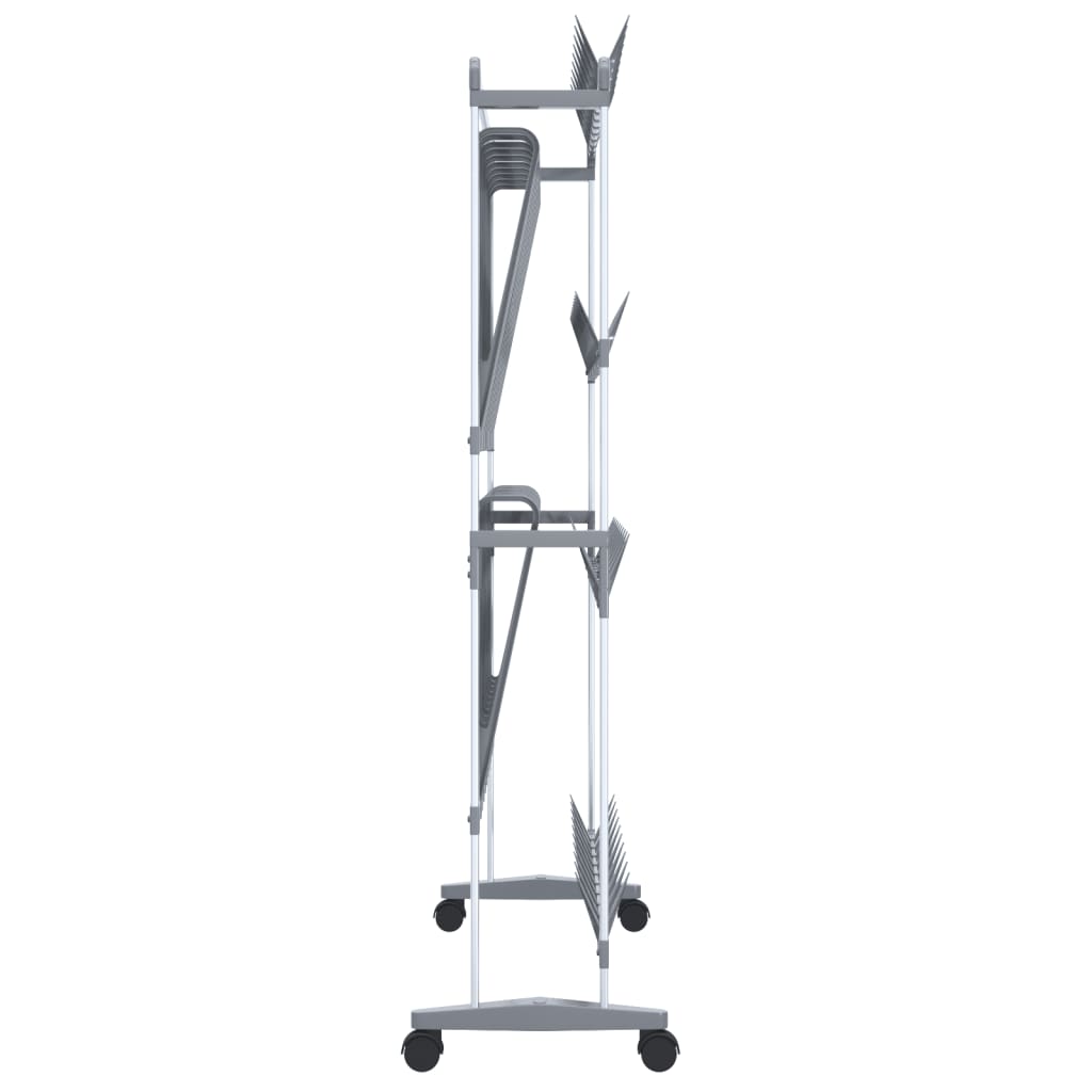 Schuhregal Mit Rollen Silbern 89X27X120 Cm