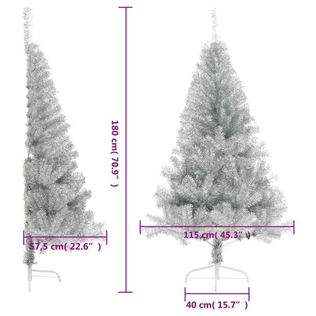 Künstlicher Halb-Weihnachtsbaum Mit Ständer 180 Cm Pet Silber