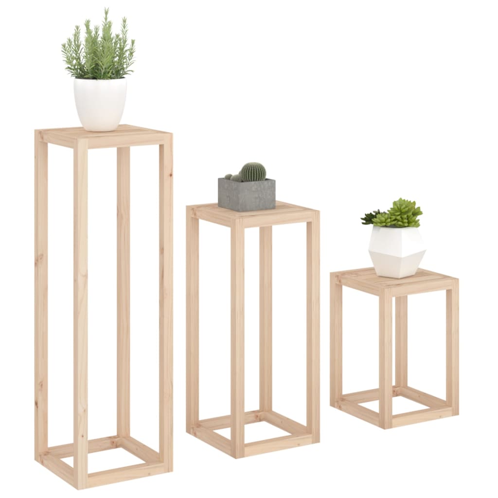 3-Tlg. Pflanzenständer-Set Massivholz Kiefer