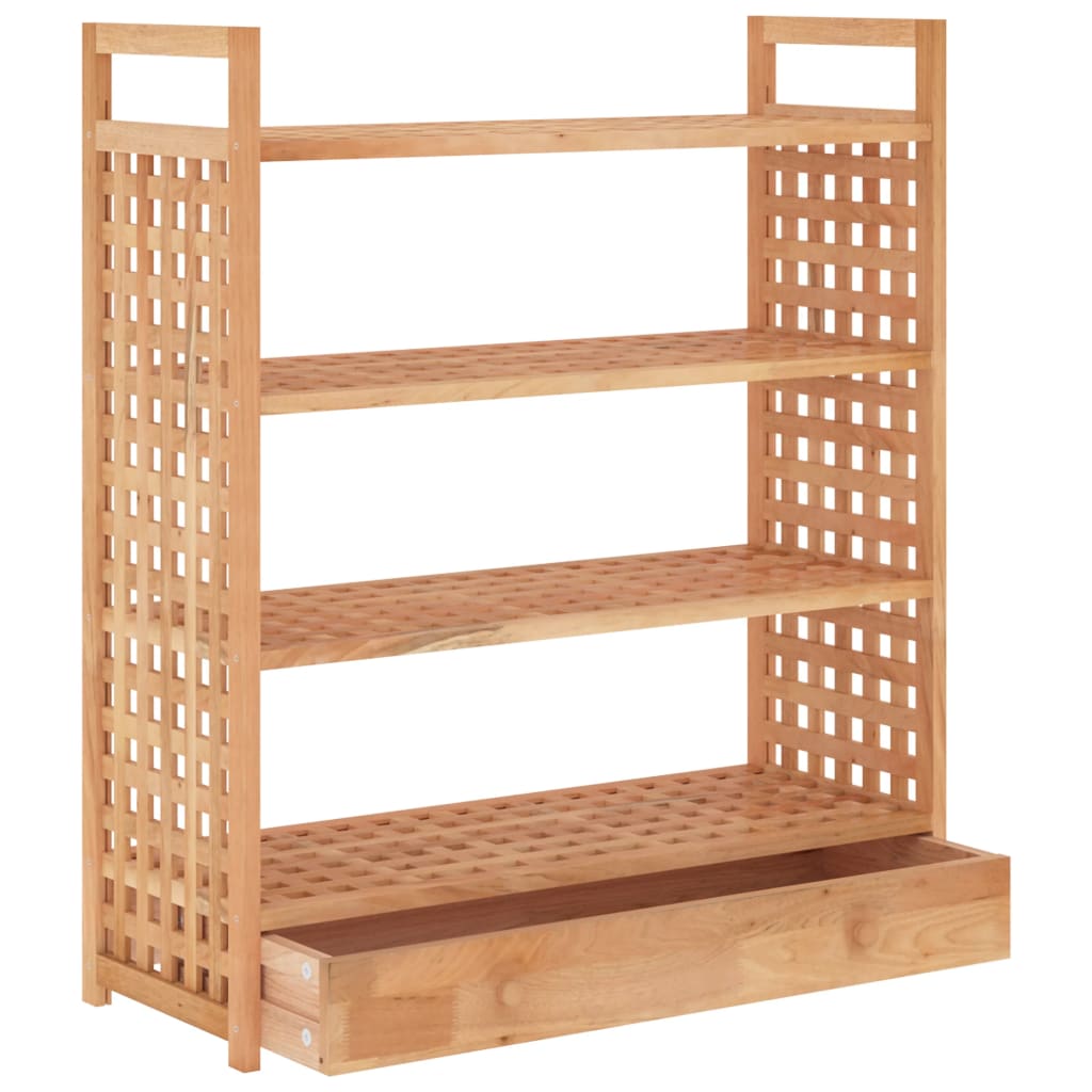 Schuhregal Mit Schublade 70X27X81 Cm Massivholz Nussbaum