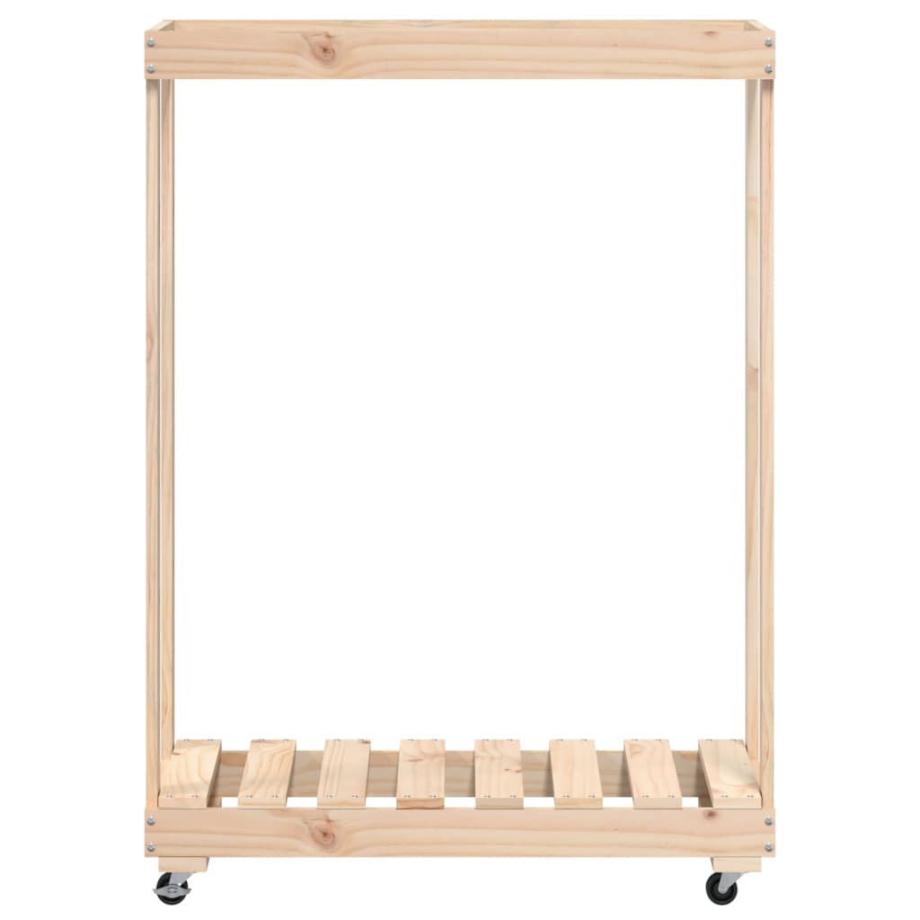 Kaminholzregal Mit Rollen 76,5X40X108 Cm Massivholz Kiefer
