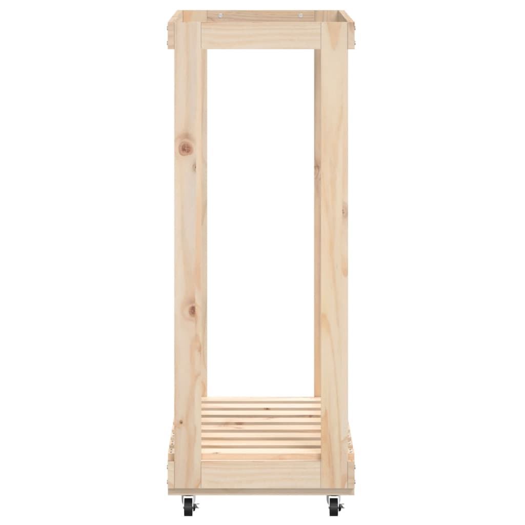 Kaminholzregal Mit Rollen 76,5X40X108 Cm Massivholz Kiefer