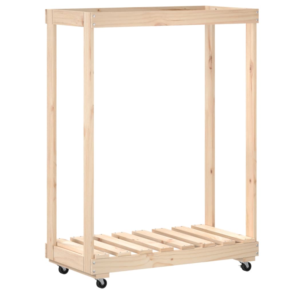 Kaminholzregal Mit Rollen 76,5X40X108 Cm Massivholz Kiefer