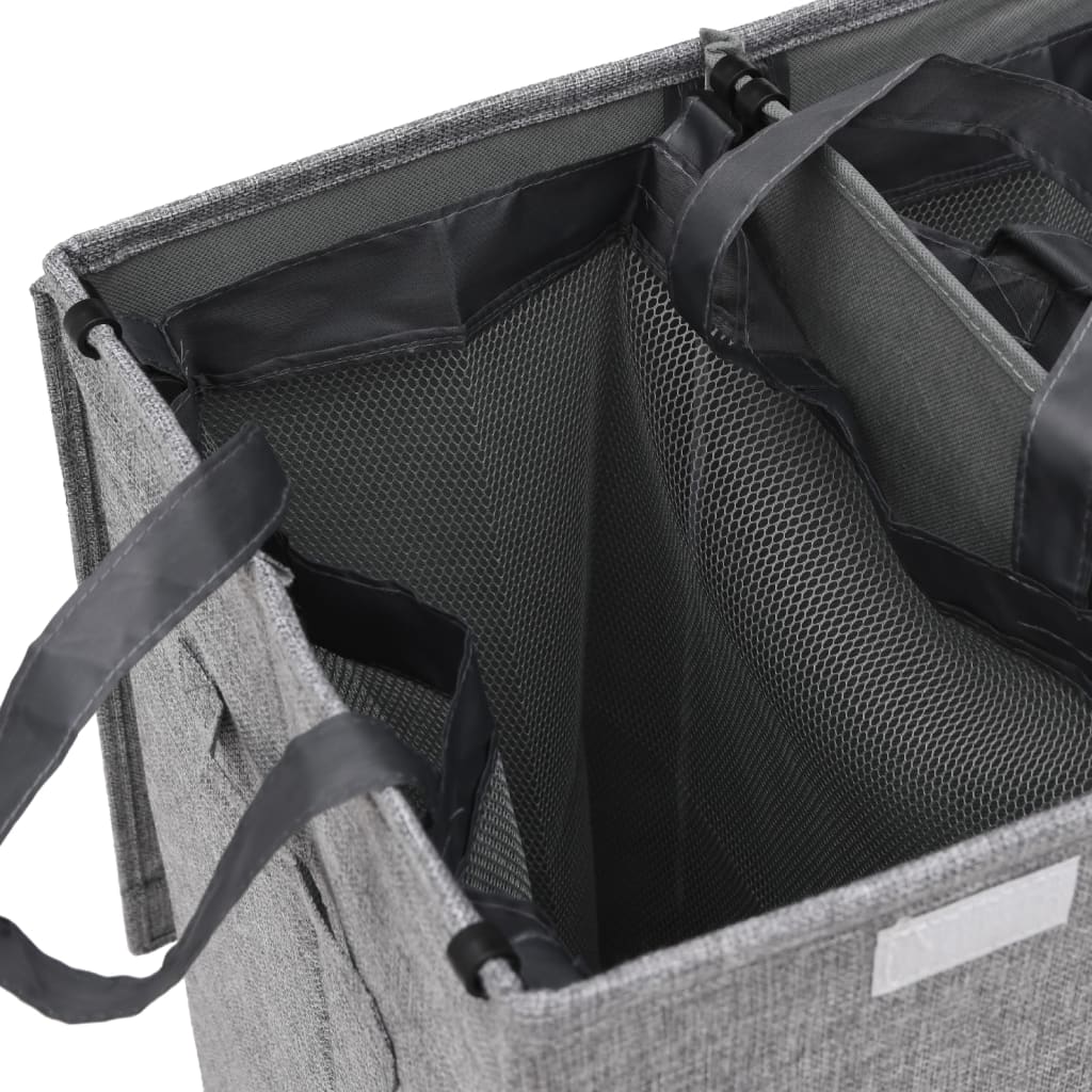 Faltbarer Wäschekorb Grau 51X34,5X59 Cm Leinenimitat Stoff