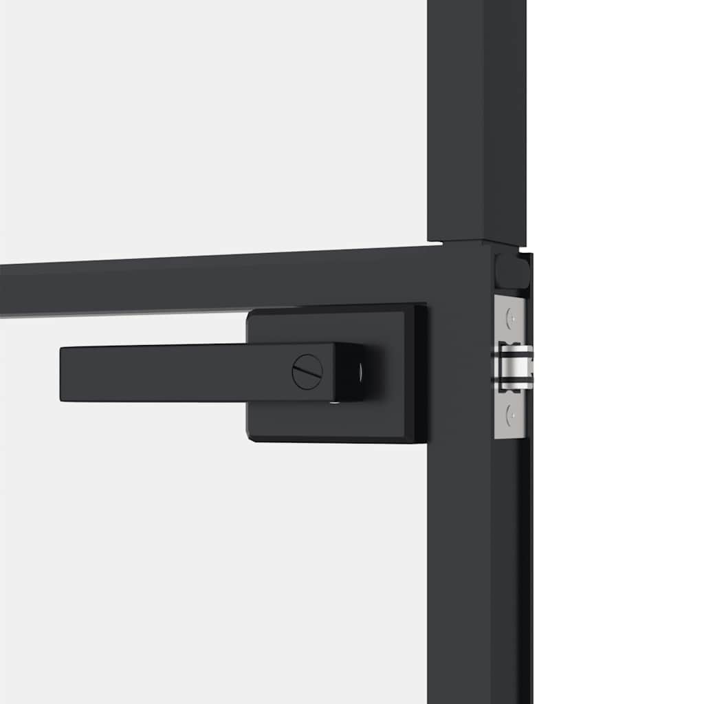 Innentür Schwarz 102X201,5 Cm Hartglas & Aluminium Schlank Schwarz Und Transparent