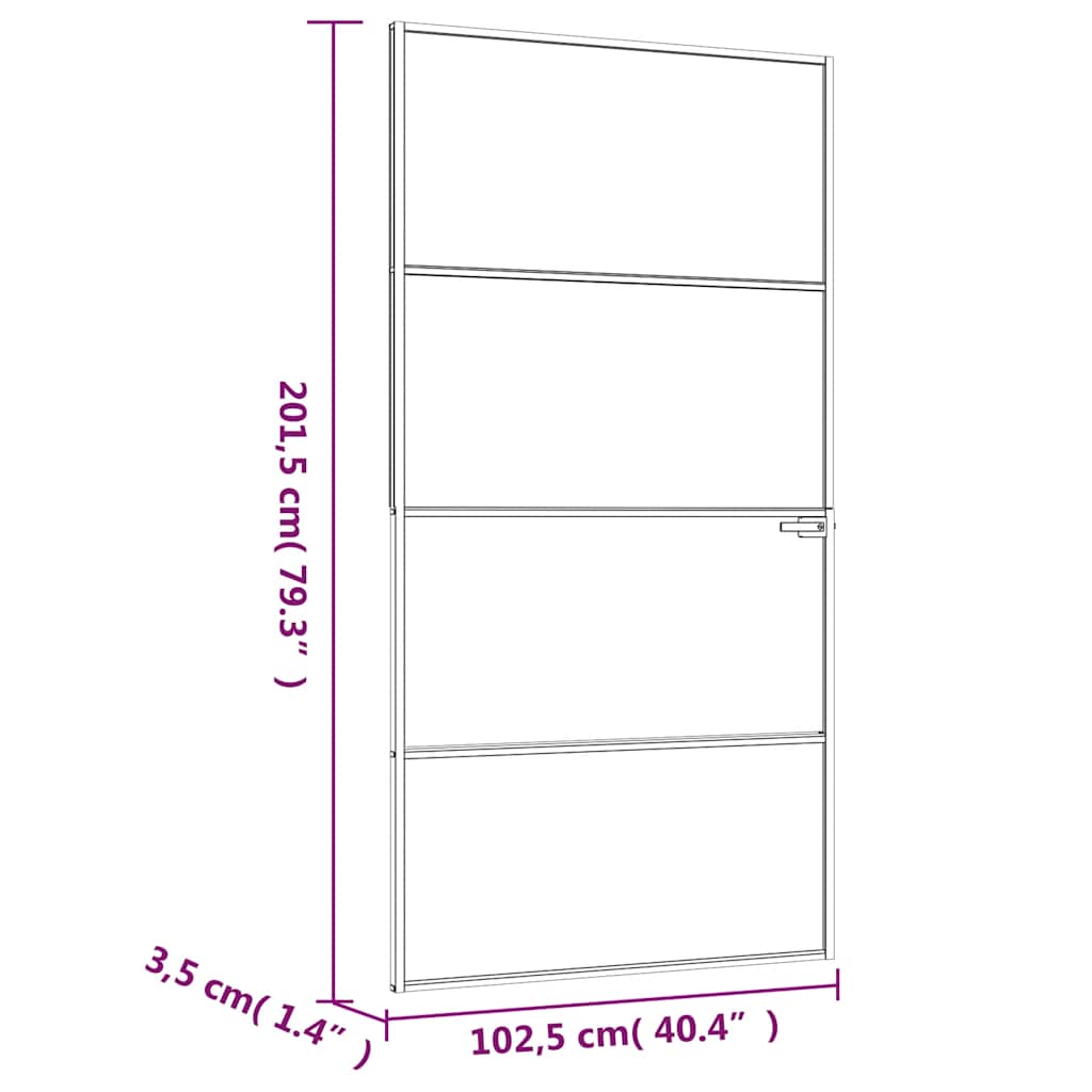 Innentür Schwarz 102X201,5 Cm Hartglas & Aluminium Schlank Schwarz Und Transparent