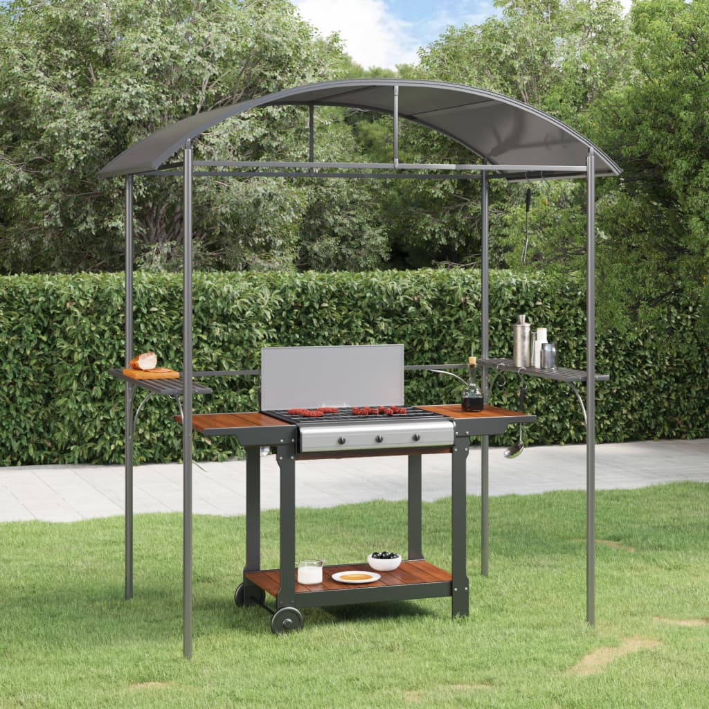 Grillpavillon Mit Seitenregalen Anthrazit 220X115X230 Cm Stahl