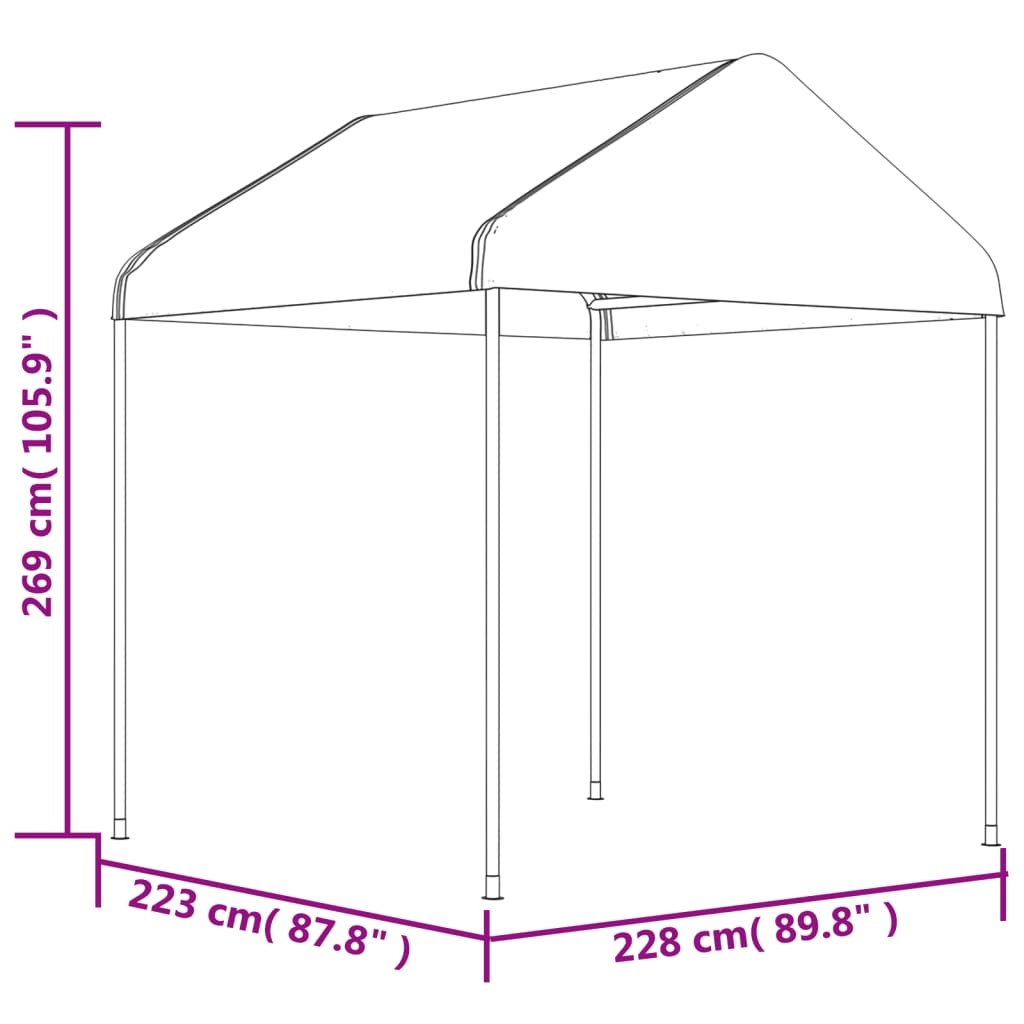 Pavillon Mit Dach Weiß 6,69X2,28X2,69 M Polyethylen