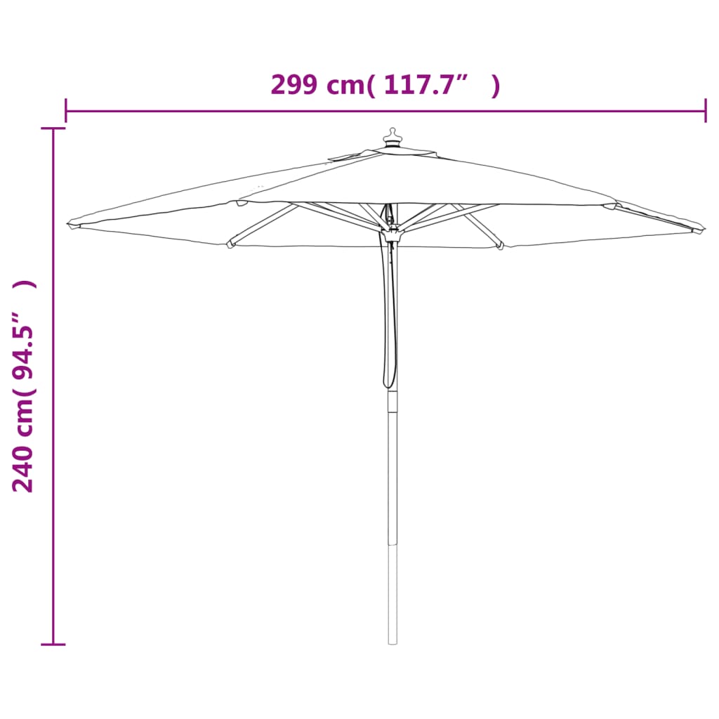 Sonnenschirm Mit Holzmast N 299X240 Cm
