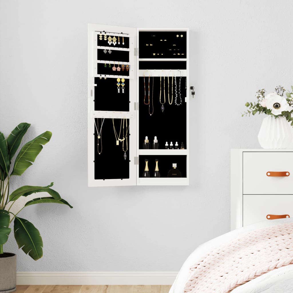 Schmuckschrank Mit Spiegel Wandmontage 30X8,5X90 Cm