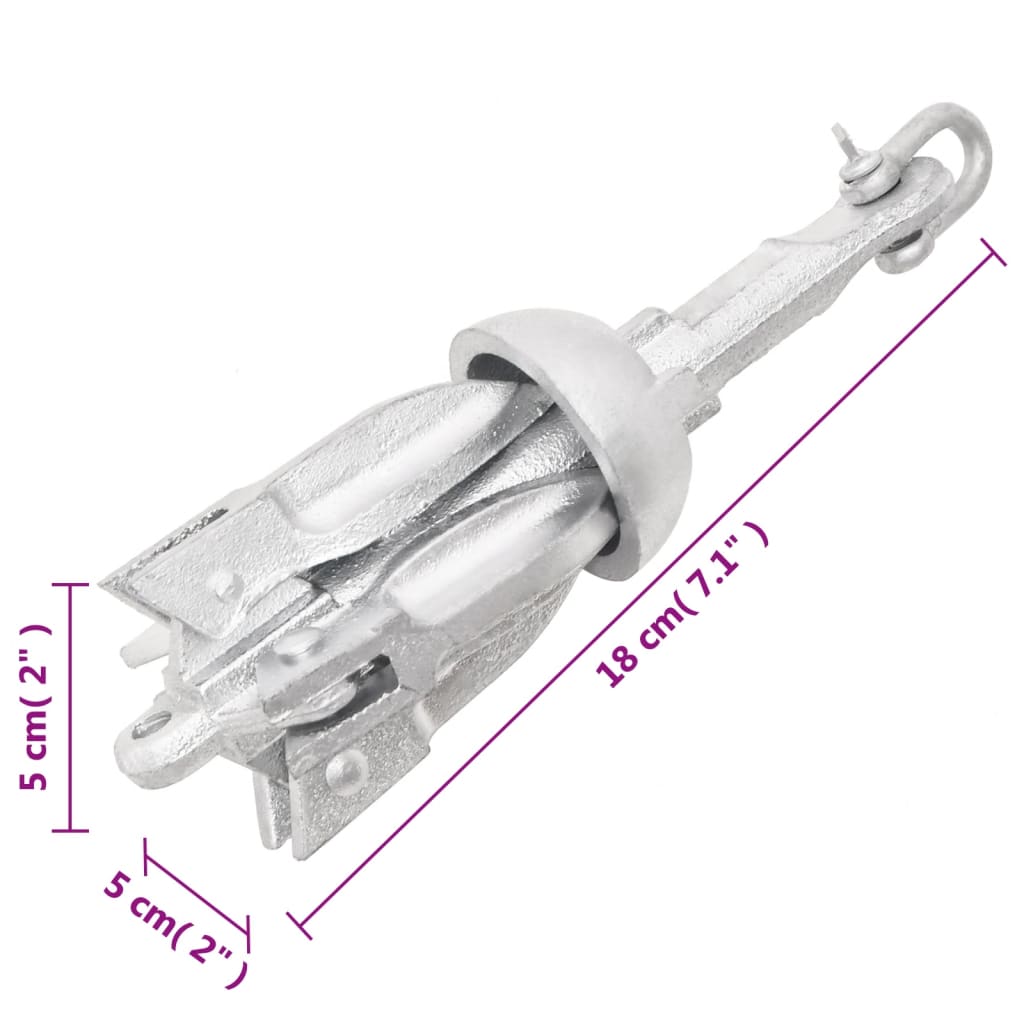 Klappanker Silber 0,7 Kg Feuerverzinktes Gusseisen