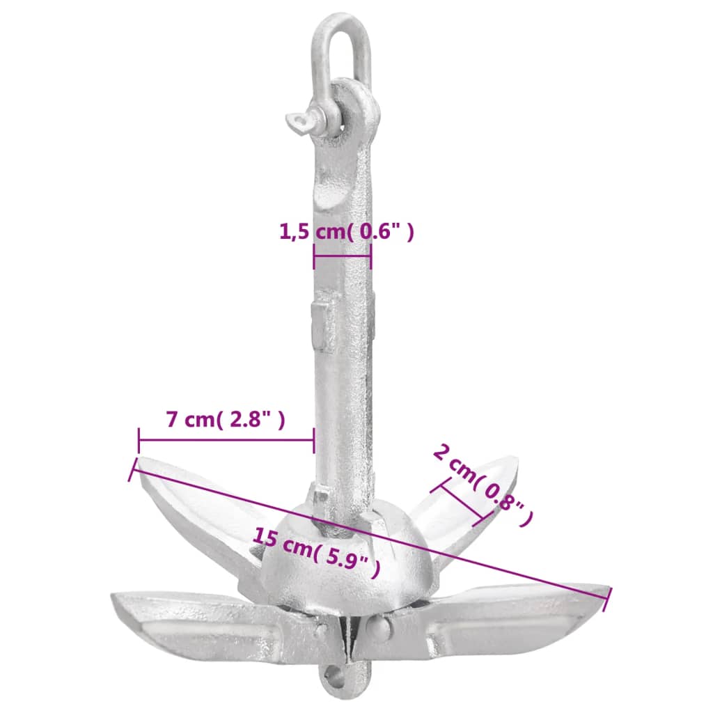 Klappanker Silber 0,7 Kg Feuerverzinktes Gusseisen