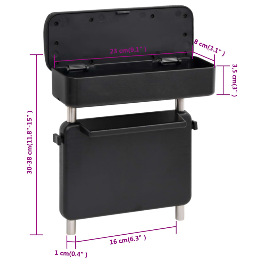 Auto-Armlehne Universal Schwarz 23X8X(30-38) Cm Abs