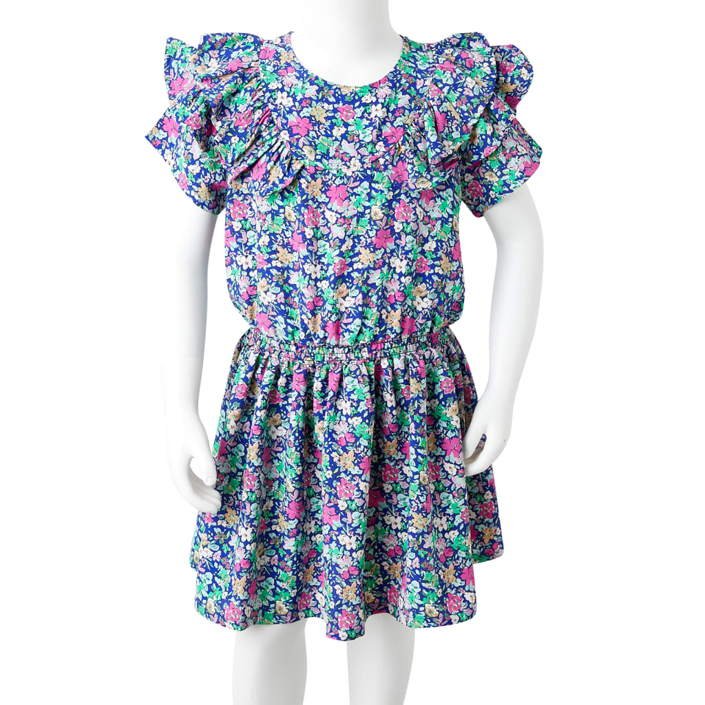 Kinderkleid Mit Rüschenärmeln Kobaltblau 104