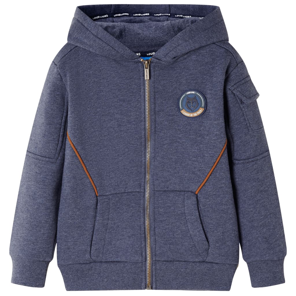 Kinder-Kapuzenpullover Mit Reißverschluss Dunkelblau Melange 116