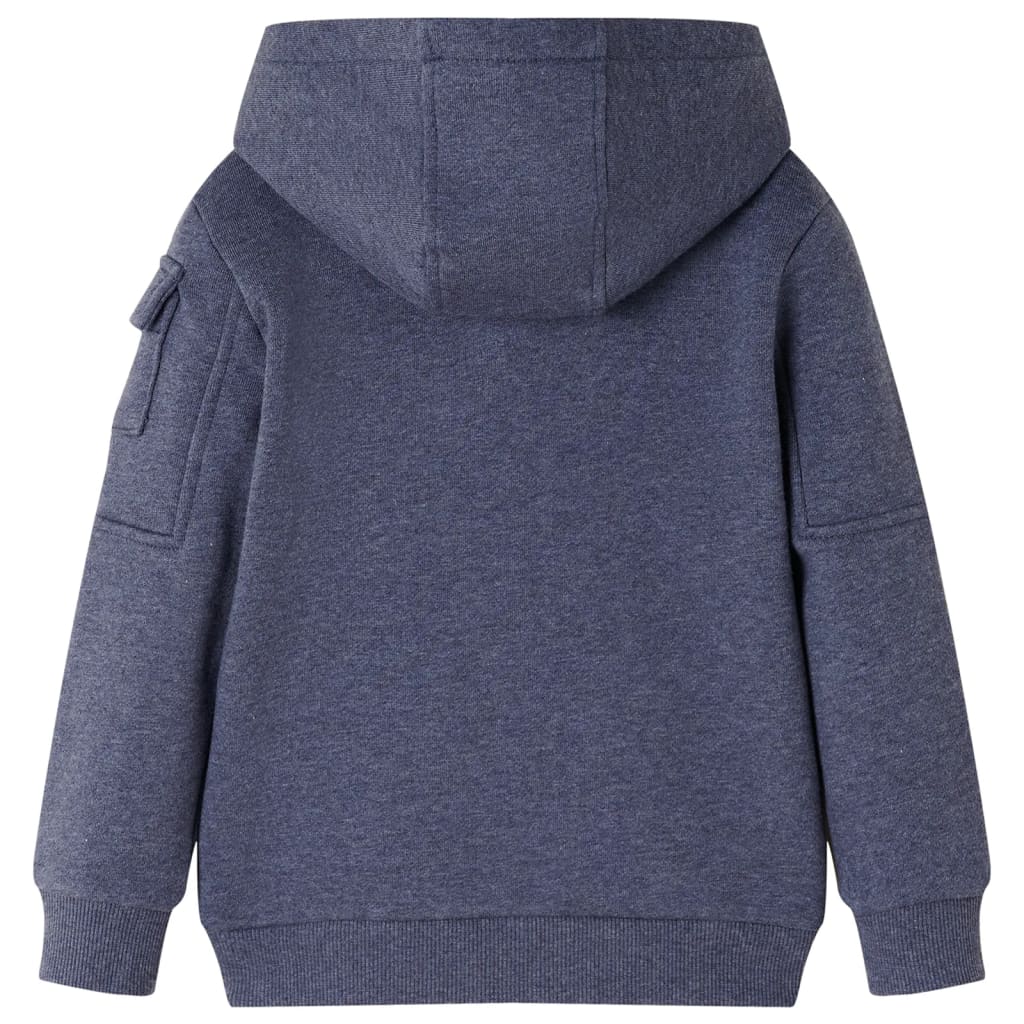 Kinder-Kapuzenpullover Mit Reißverschluss Dunkelblau Melange 116