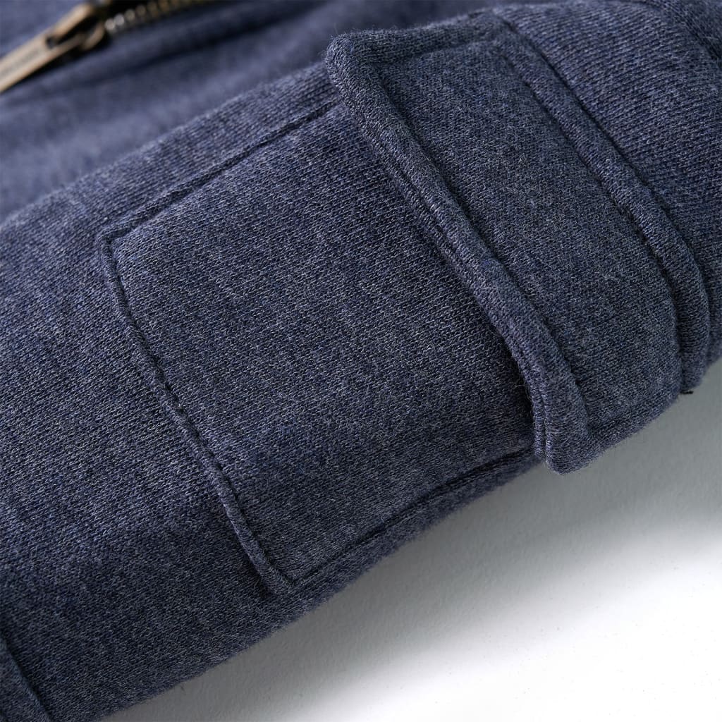 Kinder-Kapuzenpullover Mit Reißverschluss Dunkelblau Melange 116