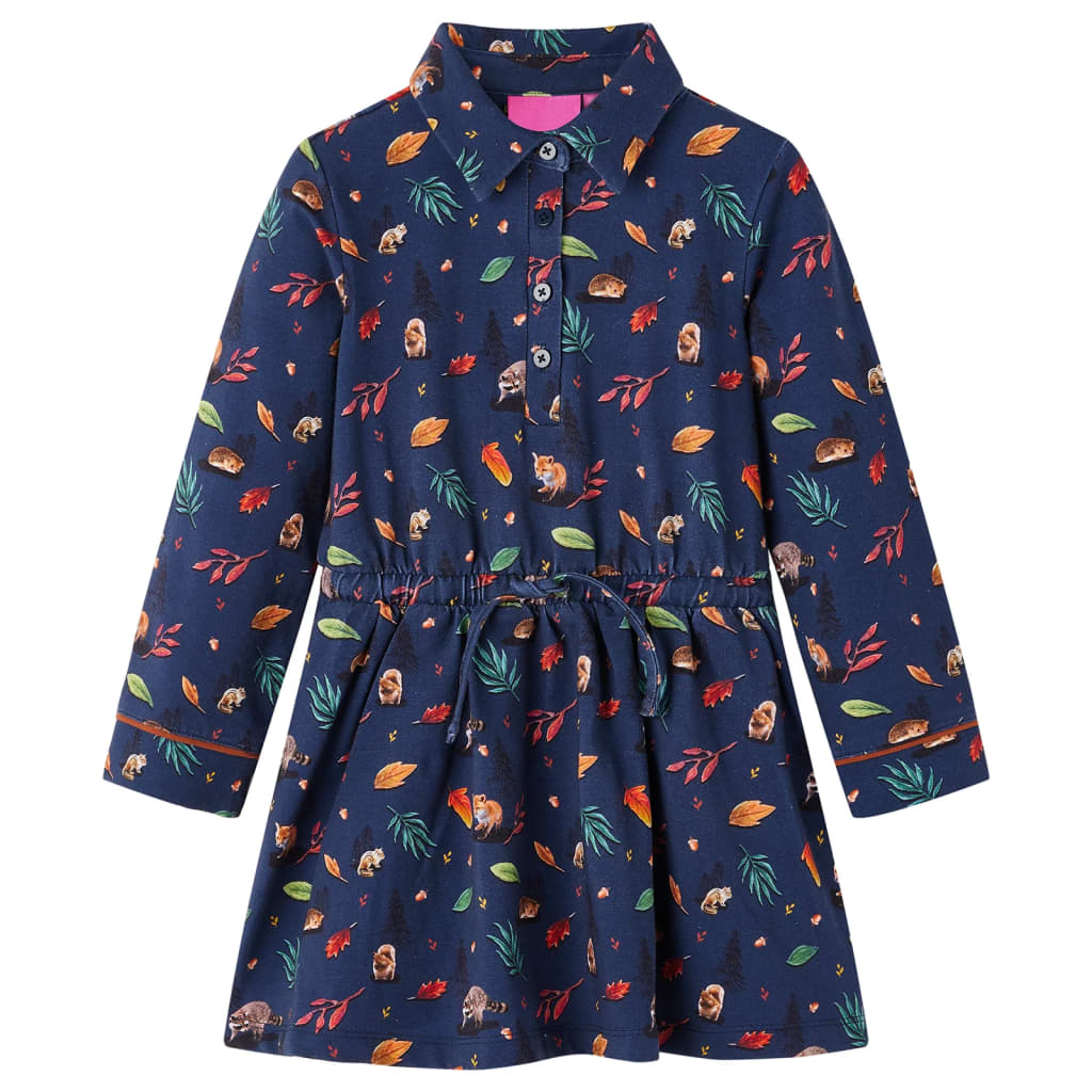 Kinderkleid Mit Langen Ärmeln Marineblau 140
