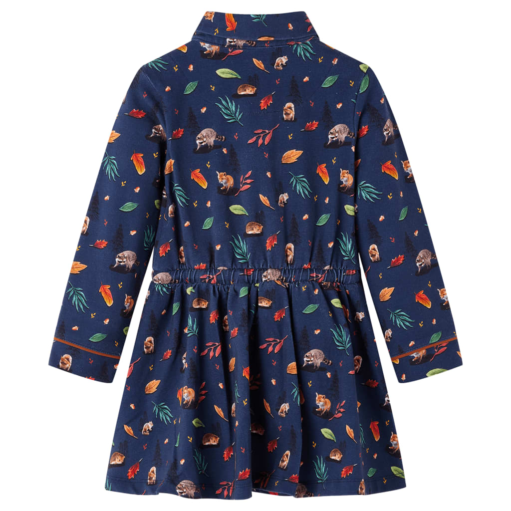 Kinderkleid Mit Langen Ärmeln Marineblau 140