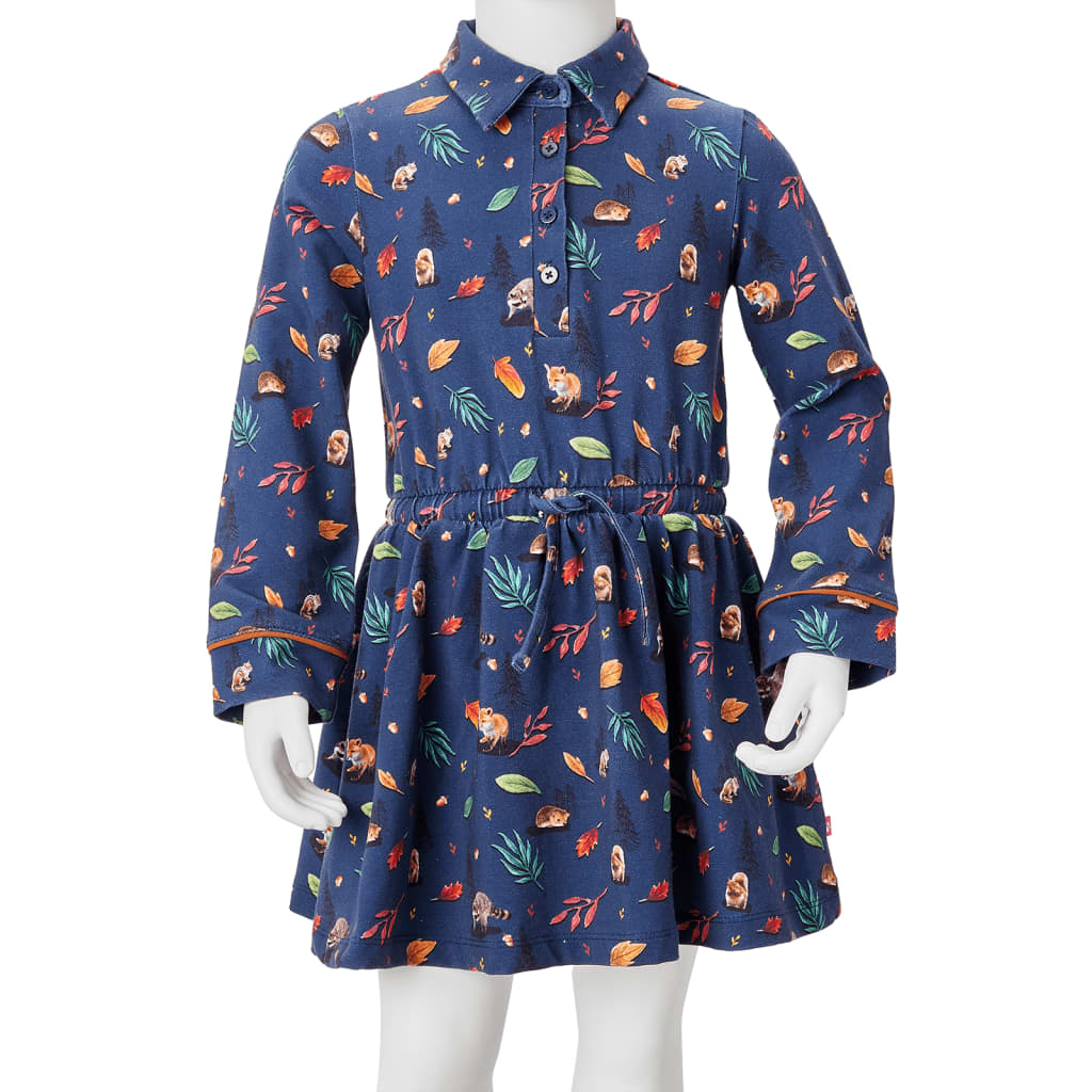 Kinderkleid Mit Langen Ärmeln Marineblau 140