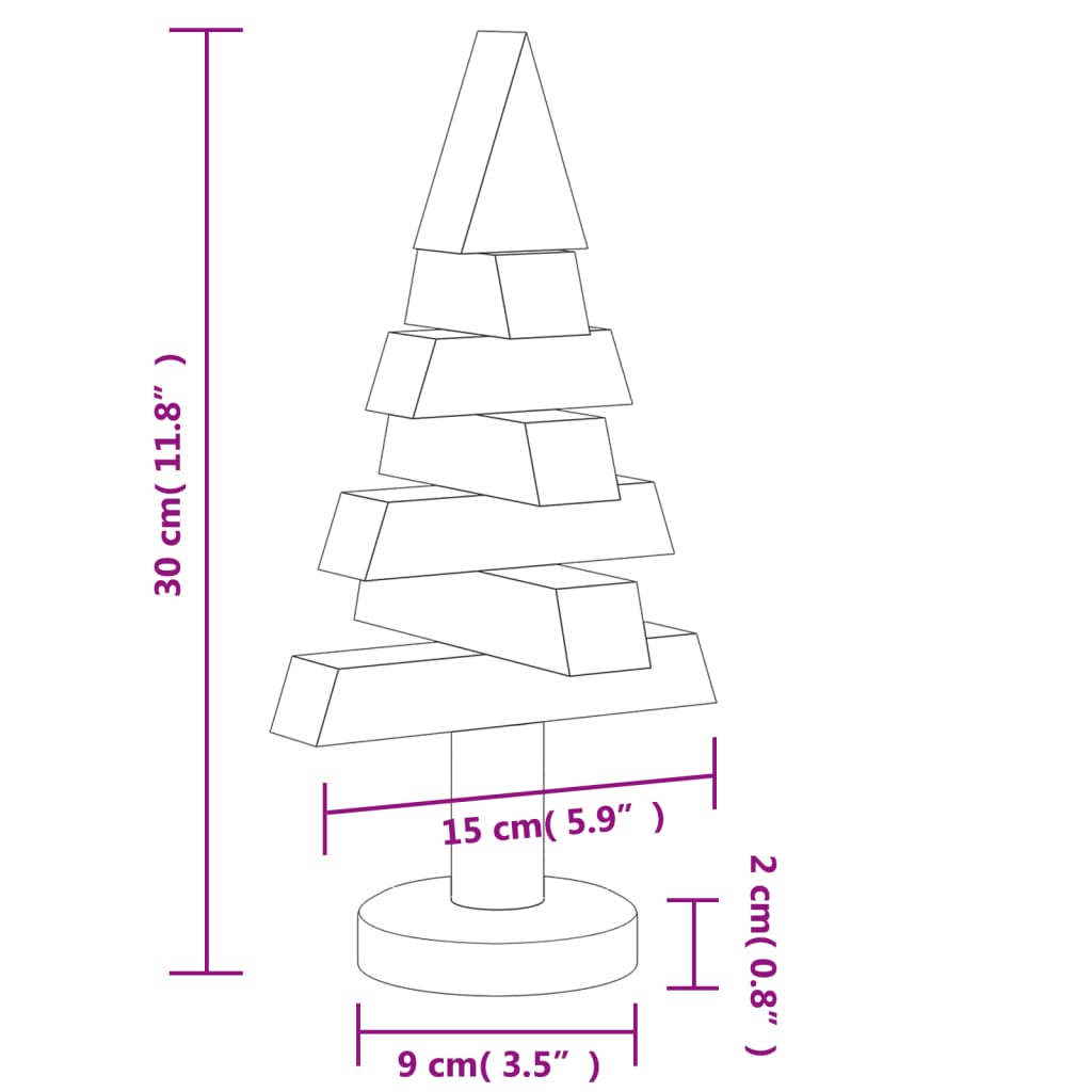 Deko-Weihnachtsbäume 2 Stk. Holz 30 Cm Massivholz Kiefer Natur (Unbehandelt)