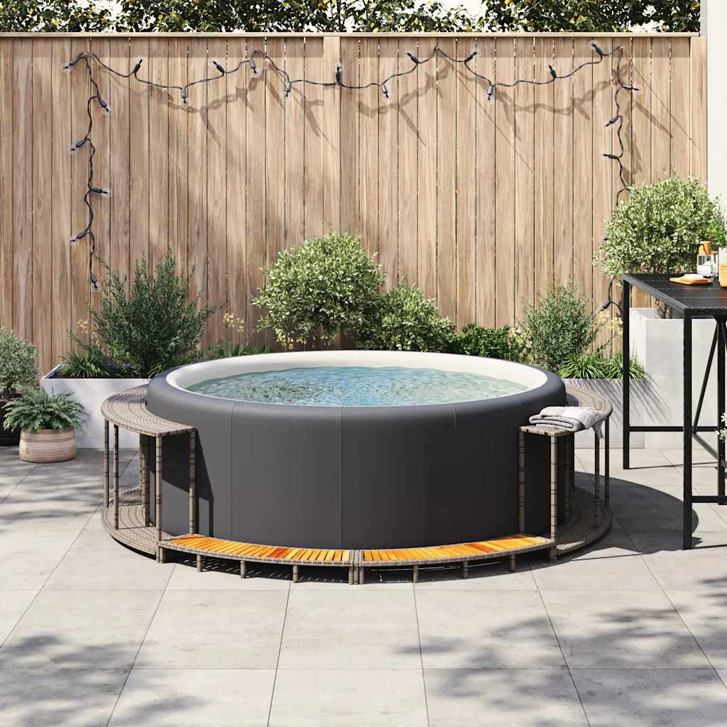 Whirlpool-Umrandung Mit Stauraum Holztreppe Poly Rattan