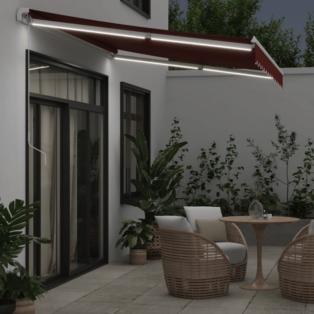 Markise Manuell Mit Led Weinrot Burgunderrot