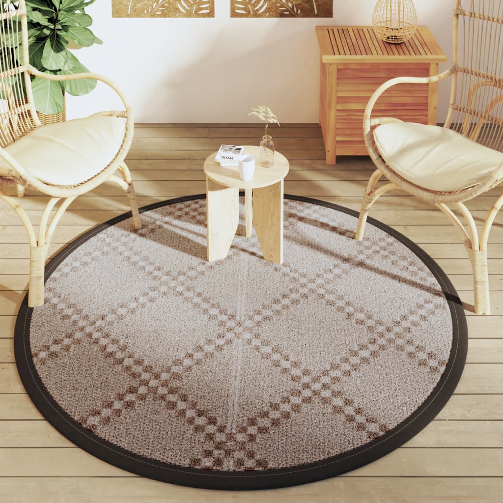 Outdoor-Teppich Arakil Braun Ø160 Cm Pp Braun Und Weiß