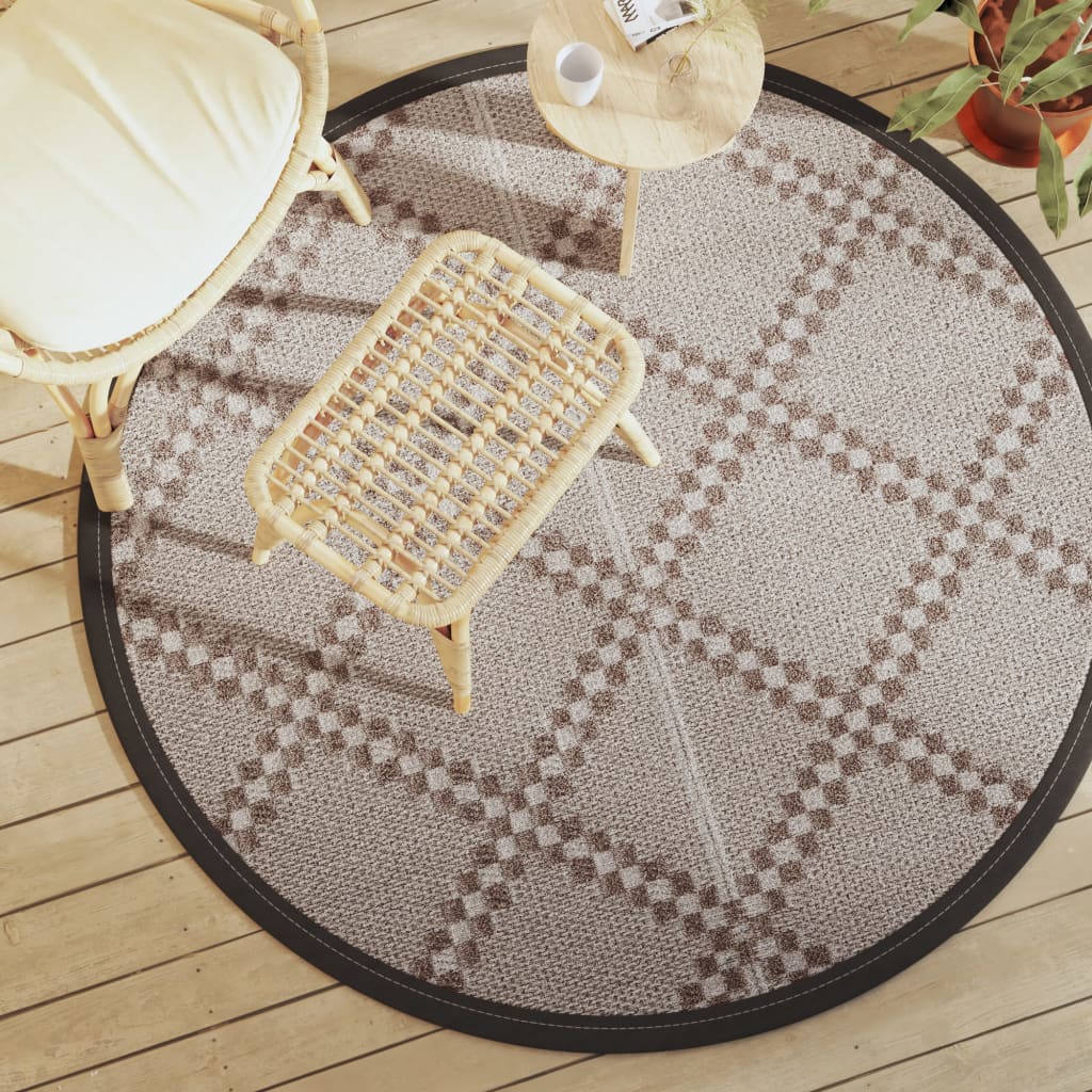 Outdoor-Teppich Arakil Braun Ø160 Cm Pp Braun Und Weiß