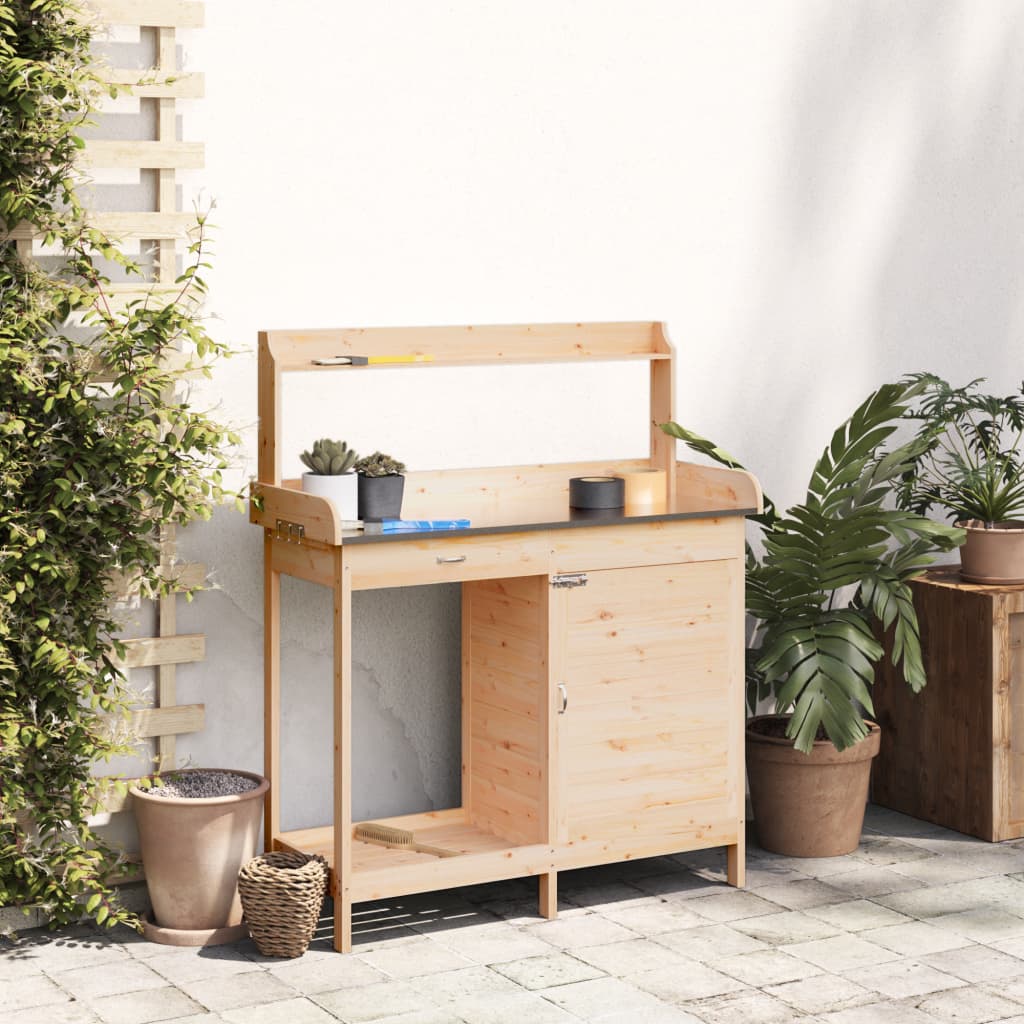 Pflanztisch Mit Schrank 110,5X45X124,5 Cm Massivholz Tanne