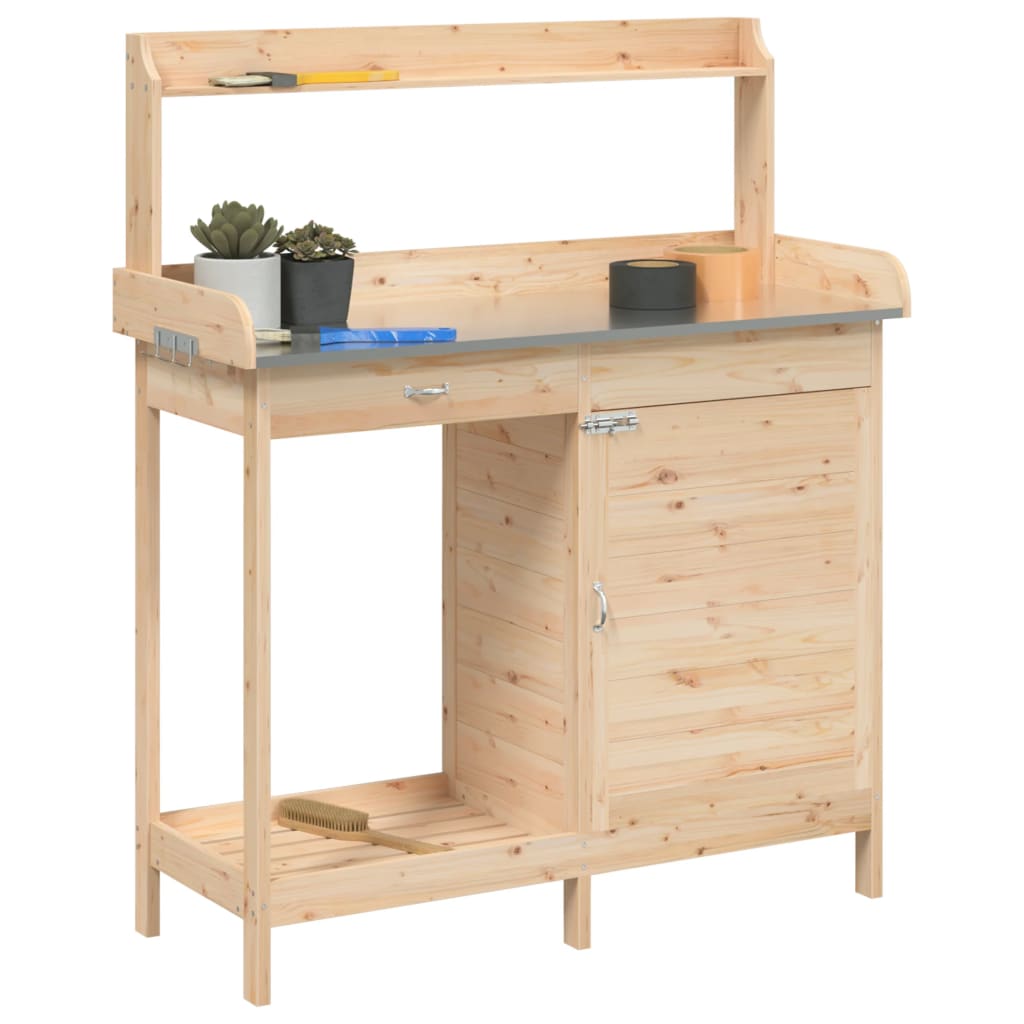 Pflanztisch Mit Schrank 110,5X45X124,5 Cm Massivholz Tanne