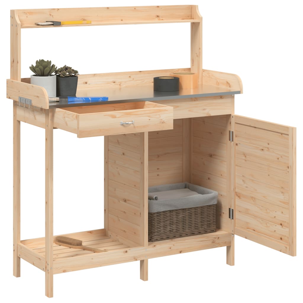 Pflanztisch Mit Schrank 110,5X45X124,5 Cm Massivholz Tanne